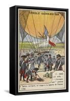 The First Military Balloon, L'Entreprenant, in Use at the Battle of Fleurus, 1794-null-Framed Stretched Canvas