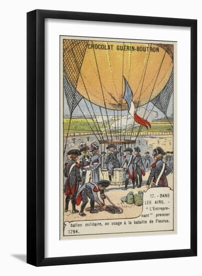 The First Military Balloon, L'Entreprenant, in Use at the Battle of Fleurus, 1794-null-Framed Giclee Print