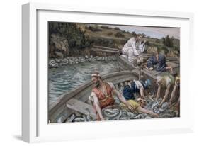 The First Miraculous Draught of Fish, Illustration for 'The Life of Christ', C.1886-94-James Tissot-Framed Giclee Print