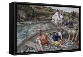 The First Miraculous Draught of Fish, Illustration for 'The Life of Christ', C.1886-94-James Tissot-Framed Stretched Canvas