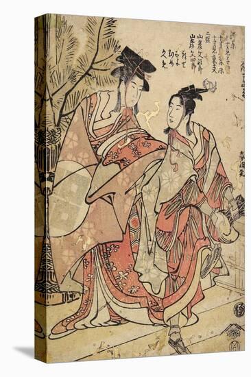 The First Month, Manzai Dancers, C. 1793-Katsushika Hokusai-Stretched Canvas