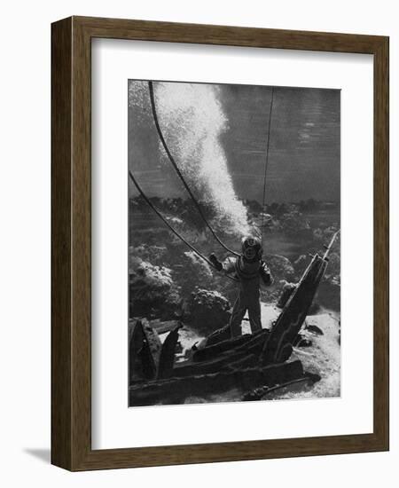 The First Photograph of a Diver under Water, Late 19th Century-null-Framed Giclee Print