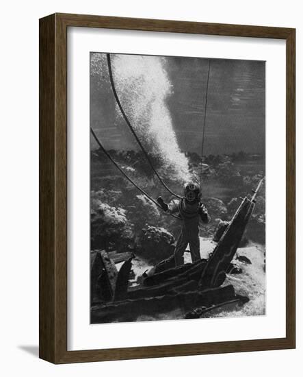 The First Photograph of a Diver under Water, Late 19th Century-null-Framed Giclee Print