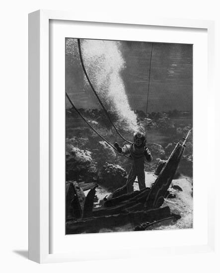 The First Photograph of a Diver under Water, Late 19th Century-null-Framed Giclee Print