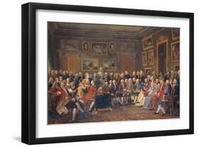 The First Reading at Mme Geoffrin's of Voltaire's Tragedy "L'Orphelin de La Chine", 1755-Anicet-Charles Lemonnier-Framed Giclee Print