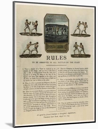 The First Rules of Boxing Published August 16th 1743-null-Mounted Photographic Print