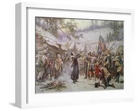 The First Sermon Ashore, 1621-Jean Leon Gerome Ferris-Framed Giclee Print