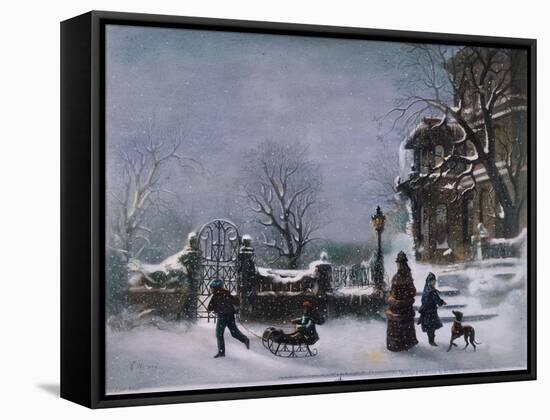 The First Snow, 1877-Joseph Hoover-Framed Stretched Canvas
