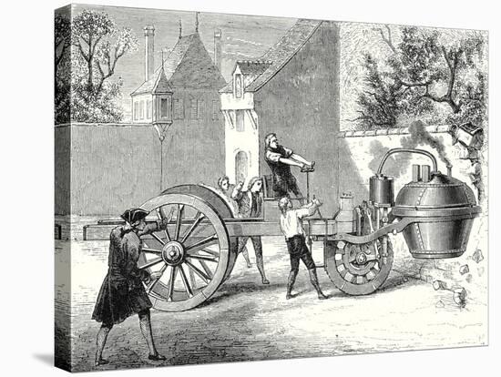 The First Steam Car Tested by the Inventor Cugnot at Arsenal in Paris in 1770-null-Stretched Canvas