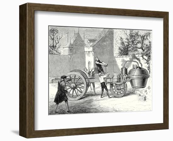 The First Steam Car Tested by the Inventor Cugnot at Arsenal in Paris in 1770-null-Framed Giclee Print