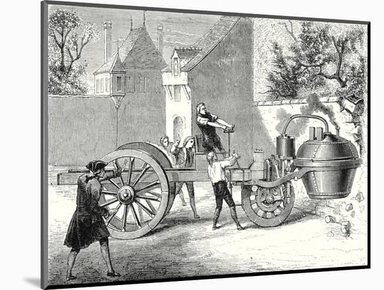 The First Steam Car Tested by the Inventor Cugnot at Arsenal in Paris in 1770-null-Mounted Giclee Print