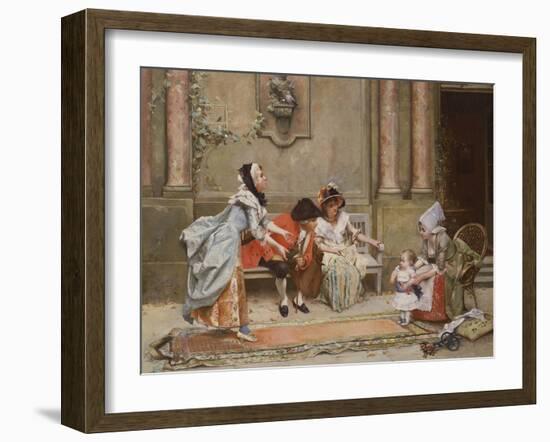 The First Steps (Oil on Canvas)-Emile August Pinchart-Framed Giclee Print