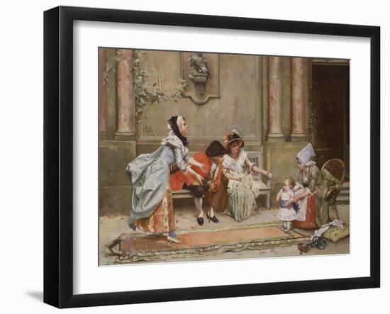 The First Steps (Oil on Canvas)-Emile August Pinchart-Framed Giclee Print