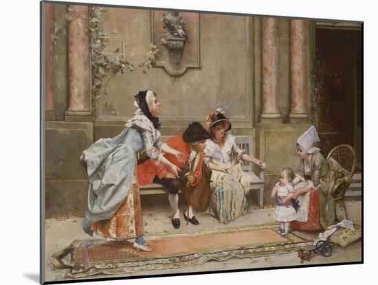 The First Steps (Oil on Canvas)-Emile August Pinchart-Mounted Giclee Print