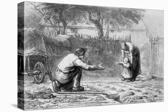 The First Steps-Jean-François Millet-Stretched Canvas