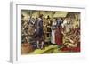 The First Thanksgiving in 1621, a Year after the Pilgrim Fathers Had Left the Old World-Mike White-Framed Giclee Print