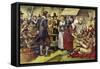 The First Thanksgiving in 1621, a Year after the Pilgrim Fathers Had Left the Old World-Mike White-Framed Stretched Canvas