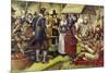 The First Thanksgiving in 1621, a Year after the Pilgrim Fathers Had Left the Old World-Mike White-Mounted Giclee Print