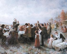 The First Thanksgiving-Jean Leon Gerome Ferris-Framed Textured Art