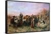 The First Thanksgiving-Jennie Augusta Brownscombe-Framed Stretched Canvas