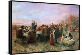 The First Thanksgiving-Jennie Augusta Brownscombe-Framed Stretched Canvas