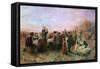 The First Thanksgiving-Jennie Augusta Brownscombe-Framed Stretched Canvas