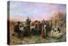 The First Thanksgiving-Jennie Augusta Brownscombe-Stretched Canvas