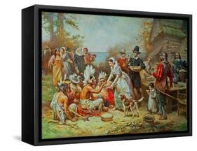 The First Thanksgiving-Jean Leon Gerome Ferris-Framed Stretched Canvas