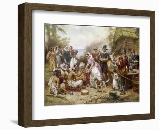 The First Thanksgivng, 1621-Jean Leon Gerome Ferris-Framed Giclee Print