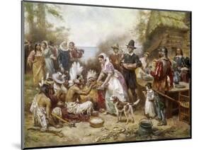 The First Thanksgivng, 1621-Jean Leon Gerome Ferris-Mounted Giclee Print