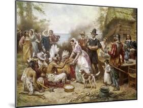 The First Thanksgivng, 1621-Jean Leon Gerome Ferris-Mounted Giclee Print