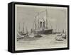 The First Trip of the Largest Vessel Afloat, the Oceanic Arriving at New York-Charles Edward Dixon-Framed Stretched Canvas