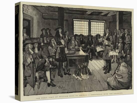 The First Visit of William Penn to America, a Conference with the Colonists-Howard Pyle-Stretched Canvas