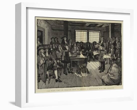 The First Visit of William Penn to America, a Conference with the Colonists-Howard Pyle-Framed Giclee Print
