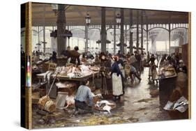 The Fish Hall at the Central Market-Victor Gabriel Gilbert-Stretched Canvas