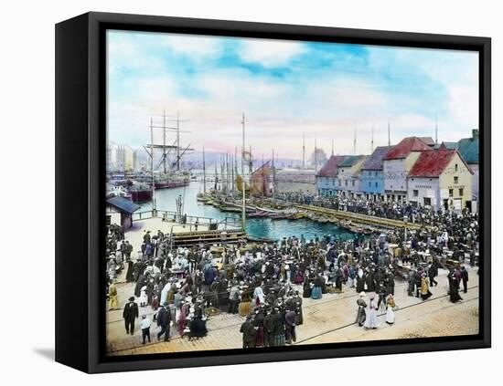 The Fish Market In Bergen, CA 1915-Fylkesarkivet i Sogn og Fjordane-Framed Stretched Canvas