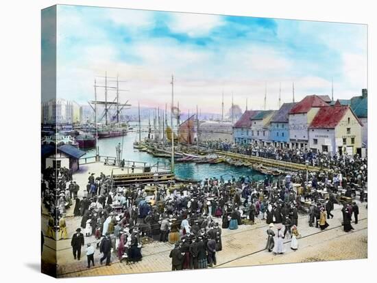 The Fish Market In Bergen, CA 1915-Fylkesarkivet i Sogn og Fjordane-Stretched Canvas