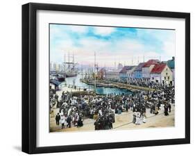 The Fish Market In Bergen, CA 1915-Fylkesarkivet i Sogn og Fjordane-Framed Art Print