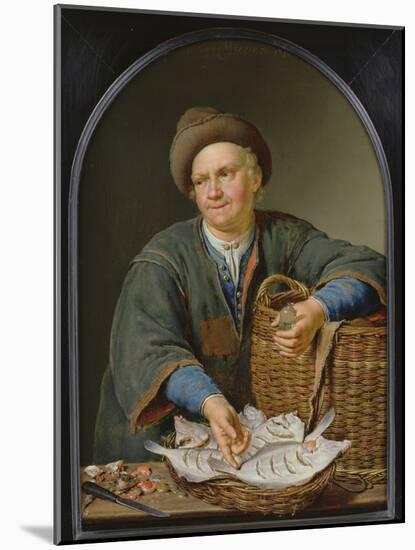 The Fish Seller (Oil on Panel)-Willem Van Mieris-Mounted Giclee Print