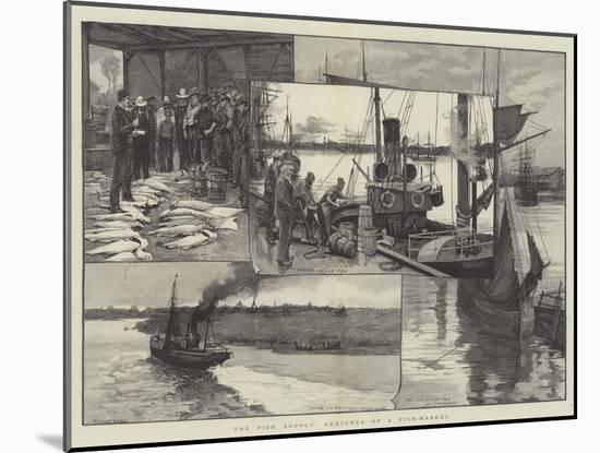 The Fish Supply, Sketches of a Fish-Market-null-Mounted Giclee Print