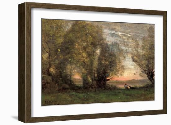 The Fisherman, Evening Effect, Ca 1860-1870-Jean-Baptiste-Camille Corot-Framed Giclee Print