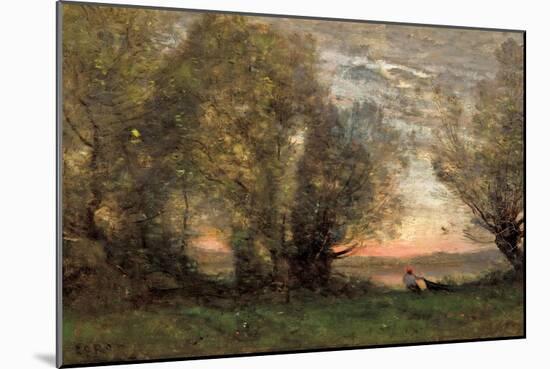 The Fisherman, Evening Effect, Ca 1860-1870-Jean-Baptiste-Camille Corot-Mounted Giclee Print