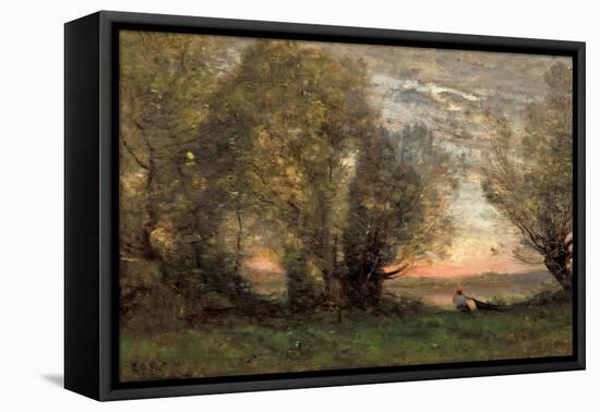 The Fisherman, Evening Effect, Ca 1860-1870-Jean-Baptiste-Camille Corot-Framed Stretched Canvas