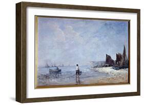 The Fisherman Painting by Eugene Louis Boudin (1824-1898) 19Th Century Sun. 0,35X0,57 M Rouen, Muse-Eugene Louis Boudin-Framed Giclee Print