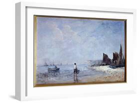 The Fisherman Painting by Eugene Louis Boudin (1824-1898) 19Th Century Sun. 0,35X0,57 M Rouen, Muse-Eugene Louis Boudin-Framed Giclee Print