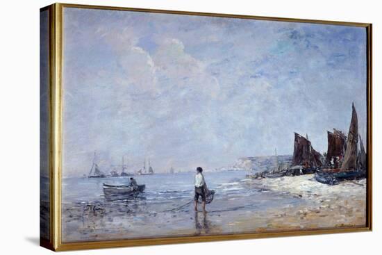 The Fisherman Painting by Eugene Louis Boudin (1824-1898) 19Th Century Sun. 0,35X0,57 M Rouen, Muse-Eugene Louis Boudin-Stretched Canvas