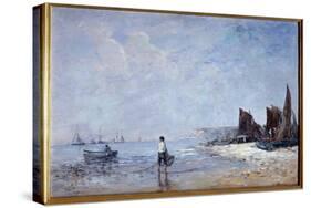 The Fisherman Painting by Eugene Louis Boudin (1824-1898) 19Th Century Sun. 0,35X0,57 M Rouen, Muse-Eugene Louis Boudin-Stretched Canvas