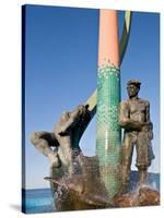 The Fisherman's Monument at the Playa Los Pinos, Mazatlan, Mexico-Charles Sleicher-Stretched Canvas