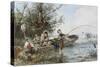 The Fishing Expedition-Johann Mari Henri Ten Kate-Stretched Canvas