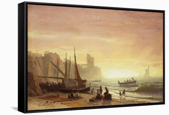 The Fishing Fleet-Albert Bierstadt-Framed Stretched Canvas